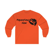 Load image into Gallery viewer, Men's Long Sleeve Reparations Tee Black Print