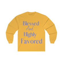 Load image into Gallery viewer, Men's Long Sleeve Blessed Tee Blue Print