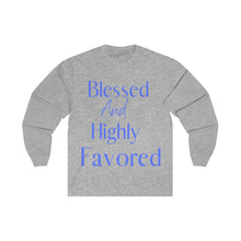 Load image into Gallery viewer, Men's Long Sleeve Blessed Tee Blue Print