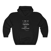 Load image into Gallery viewer, Unisex Strength Hooded Sweatshirt grey letters