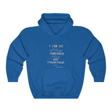 Load image into Gallery viewer, Unisex Strength Hooded Sweatshirt grey letters