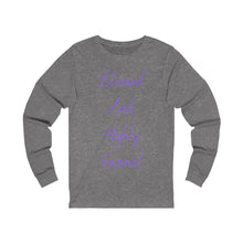 Load image into Gallery viewer, Women's Fitted Long Sleeve Blessed Tee Purple Print
