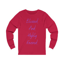 Load image into Gallery viewer, Women's Fitted Long Sleeve Blessed Tee Purple Print