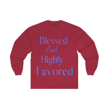 Load image into Gallery viewer, Men's Long Sleeve Blessed Tee Blue Print