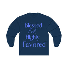Load image into Gallery viewer, Men's Long Sleeve Blessed Tee Blue Print