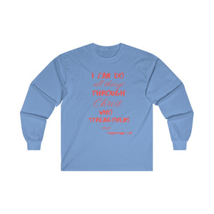 Men's Long Sleeve Strength Tee Red Print