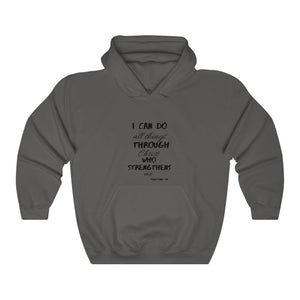 Unisex Strength Hooded Sweatshirt black print