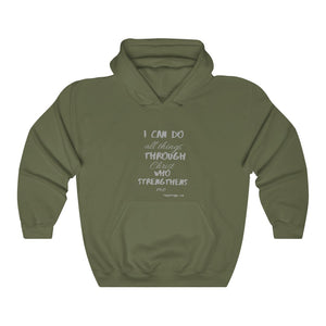 Unisex Strength Hooded Sweatshirt grey letters
