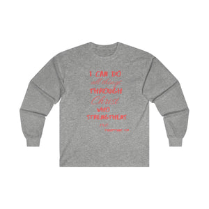 Men's Long Sleeve Strength Tee Red Print