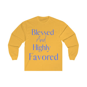 Men's Long Sleeve Blessed Tee Blue Print