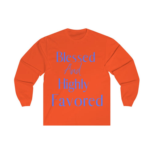 Men's Long Sleeve Blessed Tee Blue Print