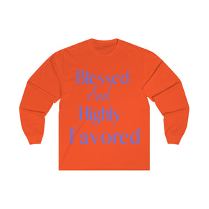 Men's Long Sleeve Blessed Tee Blue Print