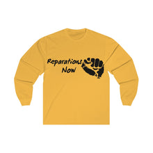 Load image into Gallery viewer, Unisex Reparations Long Sleeve Tee Black Print (additional colors)