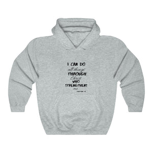 Unisex Strength Hooded Sweatshirt black print