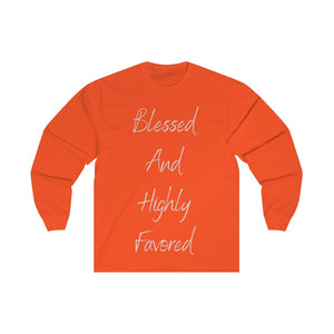 Women's Fitted Long Sleeve Blessed Tee Grey Print