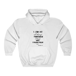 Unisex Strength Hooded Sweatshirt black print