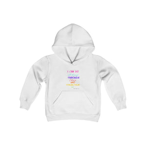 Youth Strength Hooded Sweatshirt Pink Print