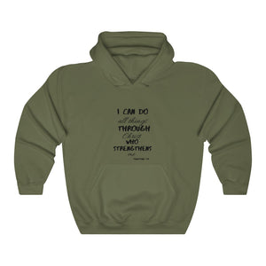 Unisex Strength Hooded Sweatshirt black print