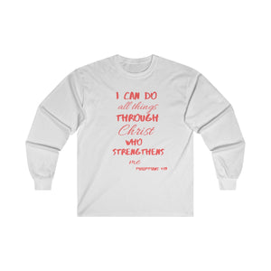 Men's Long Sleeve Strength Tee Red Print