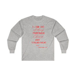 Men's Long Sleeve Strength Tee Red Print