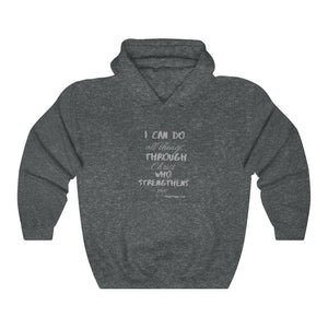 Unisex Strength Hooded Sweatshirt grey letters