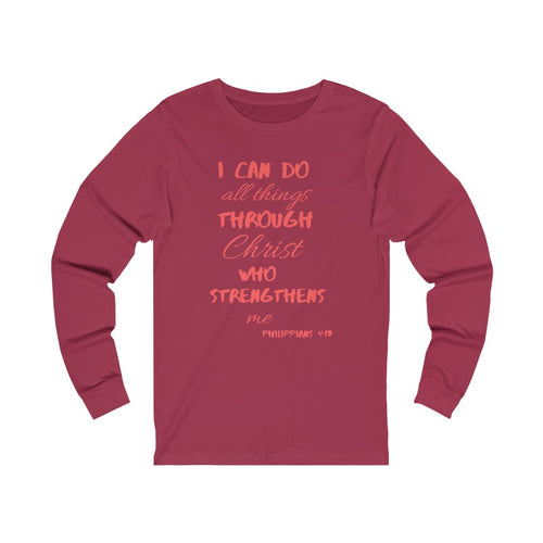 Women's Long Sleeve Strength Tee Red Print