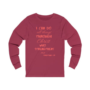 Women's Long Sleeve Strength Tee Red Print