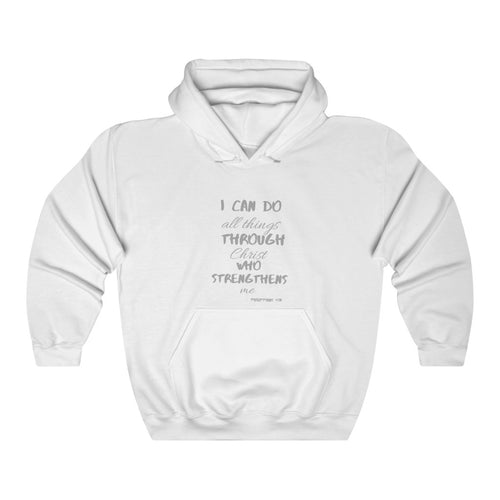 Unisex Strength Hooded Sweatshirt grey letters