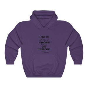 Unisex Strength Hooded Sweatshirt black print