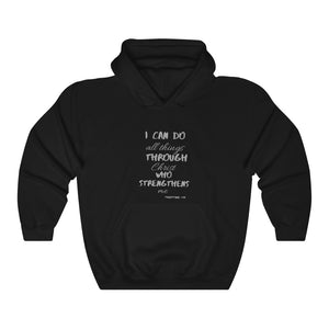 Unisex Strength Hooded Sweatshirt grey letters