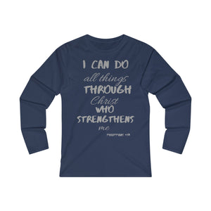 Women's Strength Long Sleeve Tee Grey Print