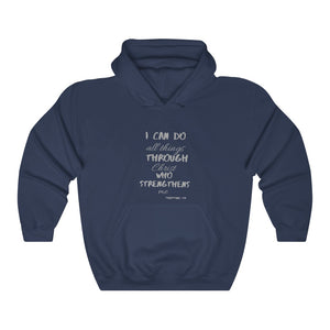 Unisex Strength Hooded Sweatshirt grey letters