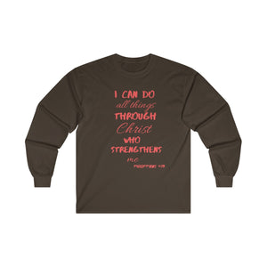 Men's Long Sleeve Strength Tee Red Print
