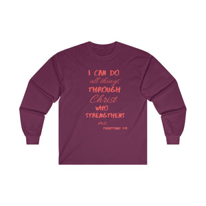 Men's Long Sleeve Strength Tee Red Print