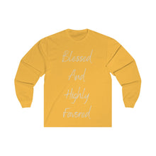 Load image into Gallery viewer, Women&#39;s Fitted Long Sleeve Blessed Tee Grey Print