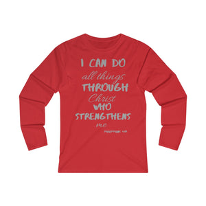 Women's Strength Long Sleeve Tee Grey Print