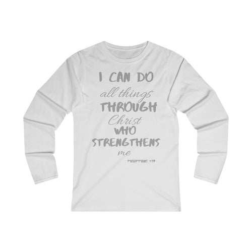 Women's Strength Long Sleeve Tee Grey Print