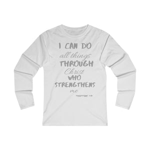 Women's Strength Long Sleeve Tee Grey Print