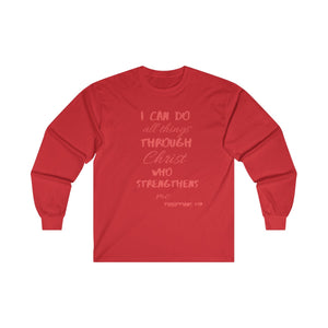 Men's Long Sleeve Strength Tee Red Print