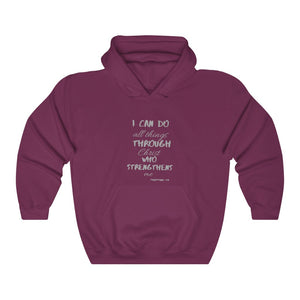 Unisex Strength Hooded Sweatshirt grey letters