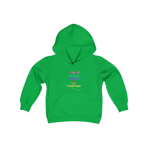 Youth Strength Hooded Sweatshirt Pink Print