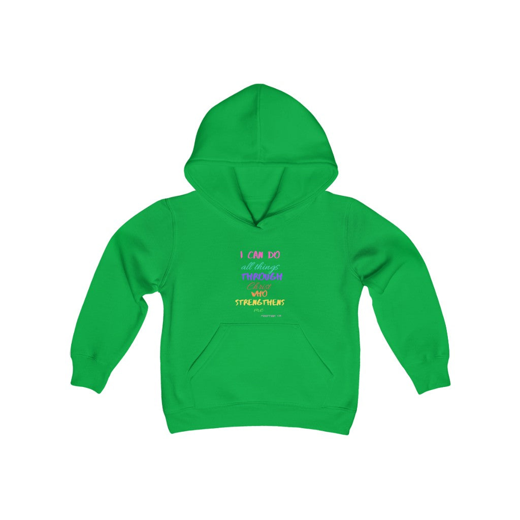 Youth Strength Hooded Sweatshirt Pink Print
