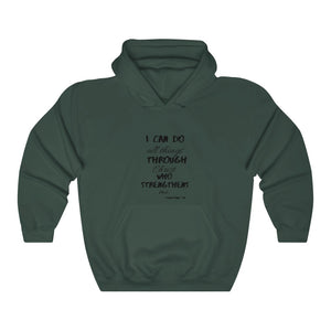 Unisex Strength Hooded Sweatshirt black print