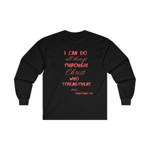 Men's Long Sleeve Strength Tee Red Print