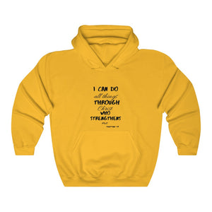Unisex Strength Hooded Sweatshirt black print