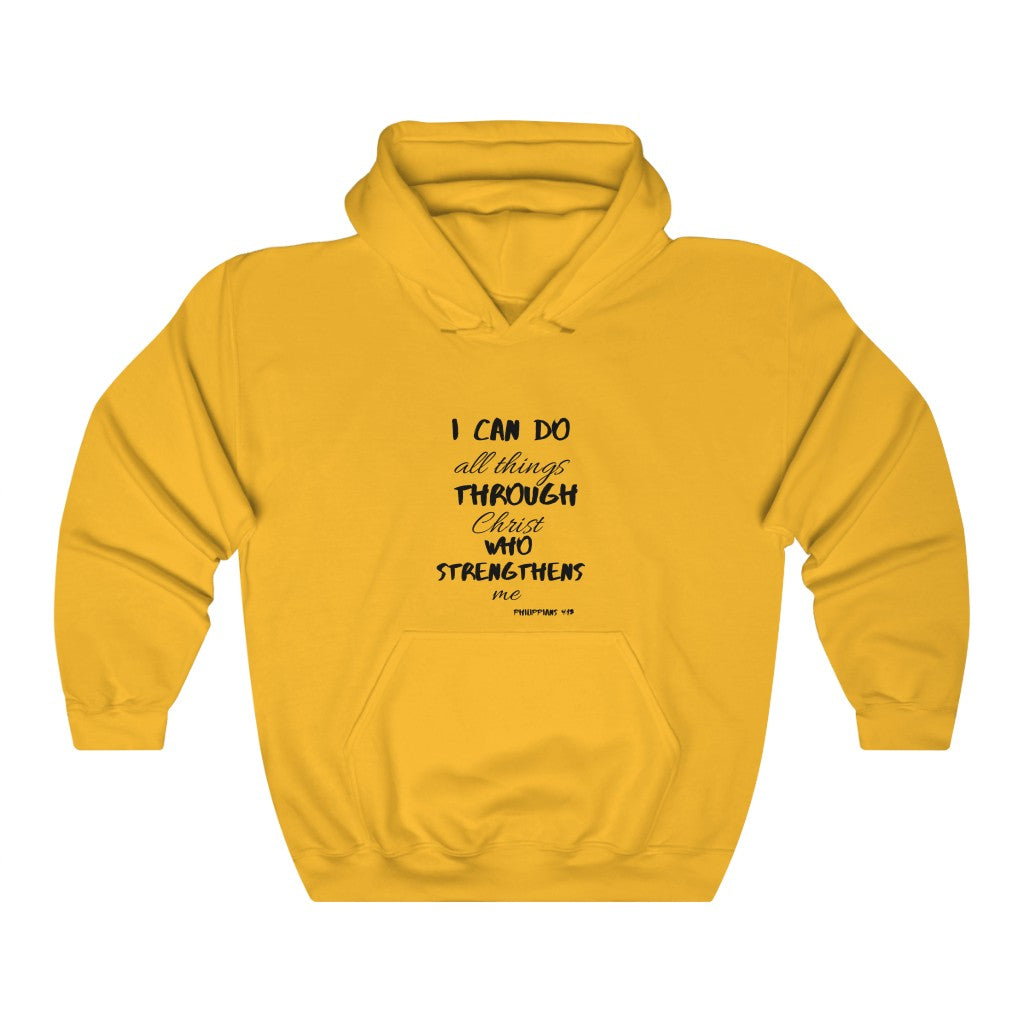 Unisex Strength Hooded Sweatshirt black print