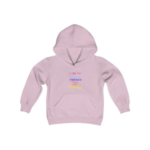 Youth Strength Hooded Sweatshirt Pink Print