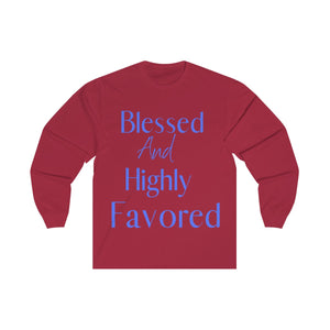 Men's Long Sleeve Blessed Tee Blue Print