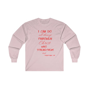 Men's Long Sleeve Strength Tee Red Print