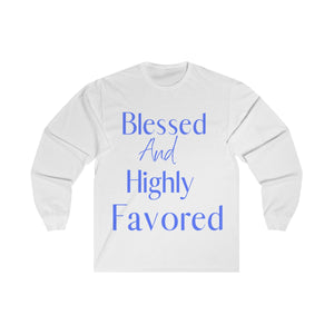 Men's Long Sleeve Blessed Tee Blue Print
